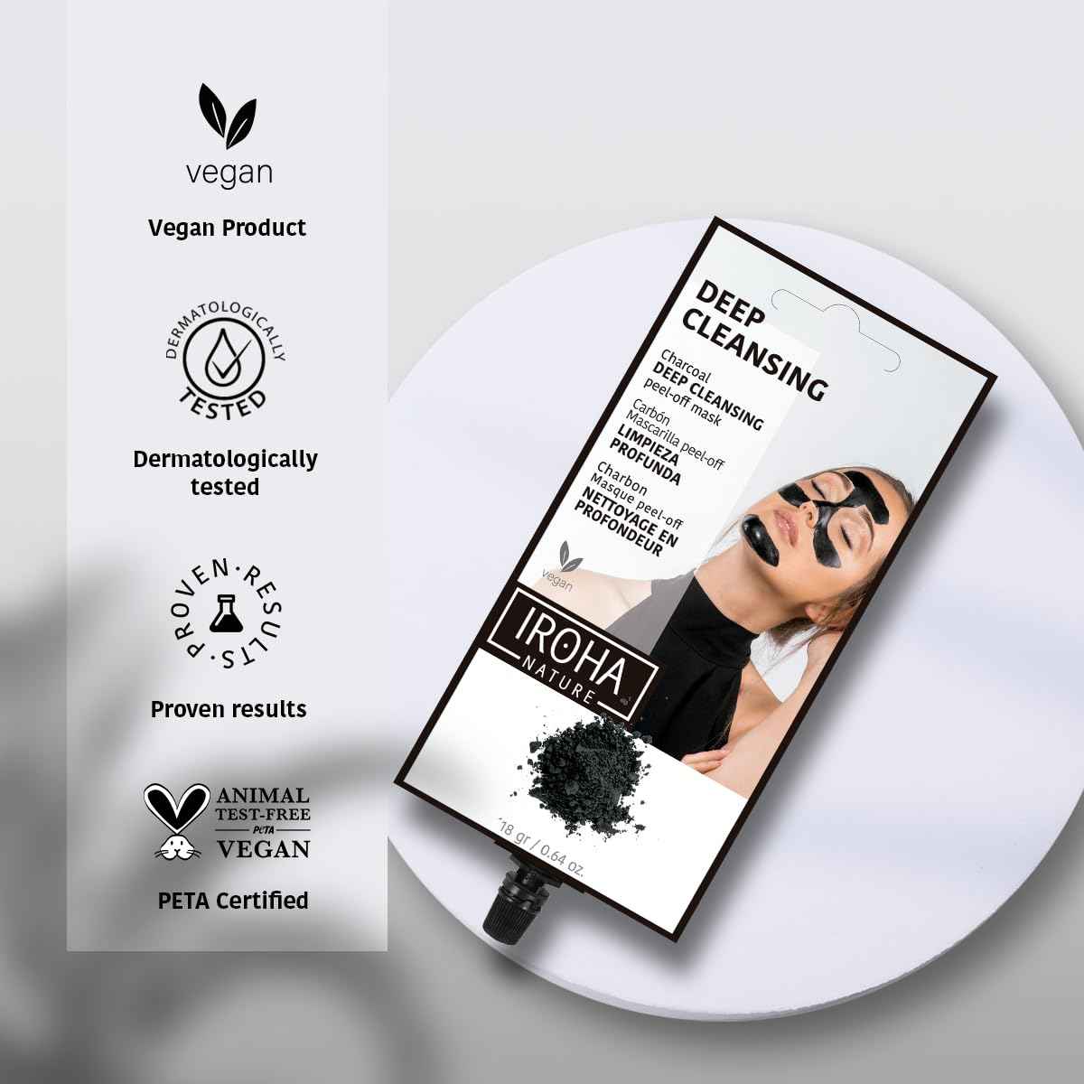 IROHA NATURE Deep Cleansing Peel-Off Face Mask | 4 Pack | Ideal for Combination to Oily Skin | Removes Impurities & Imperfections