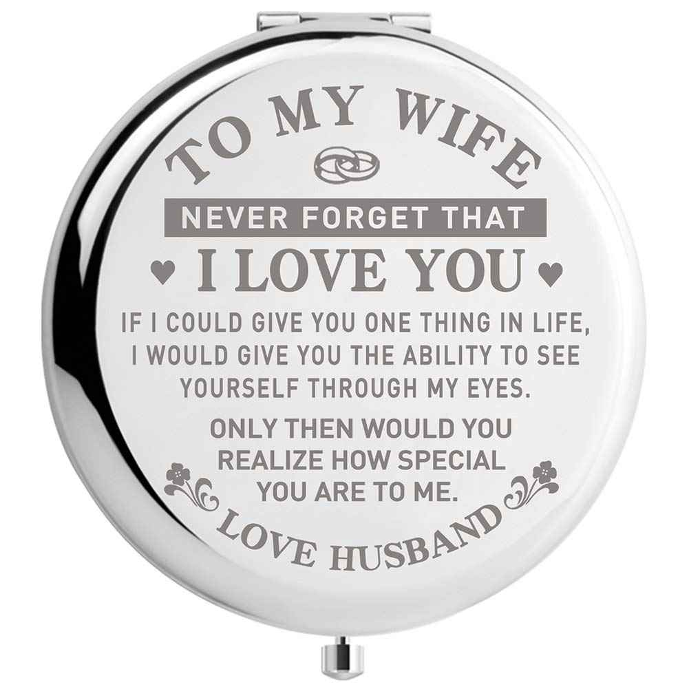 DIDADIC Travel Makeup Mirror for Wife, Wife Birthday Gift Ideas, Wife Gifts for Wedding Anniversary Valentines Day Mothers Day, Romantic Gift for Her