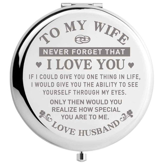 DIDADIC Travel Makeup Mirror for Wife, Wife Birthday Gift Ideas, Wife Gifts for Wedding Anniversary Valentines Day Mothers Day, Romantic Gift for Her