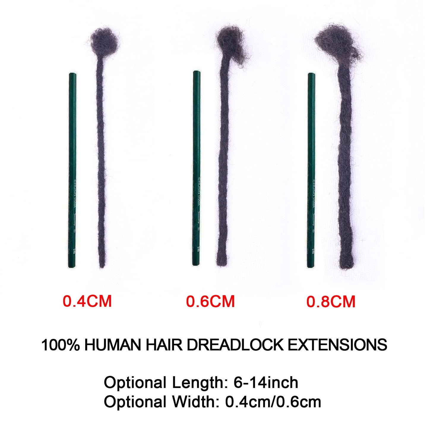 ADIASAI 0.6cm Width 6 Inch 30 Strands 100% Human Hair Loc Extensions, Full Handmade Dreadlock Extensions for Men Women Kids Can Be Dyed and Bleached with Needle and Comb 100% Unprocessed Natural Black