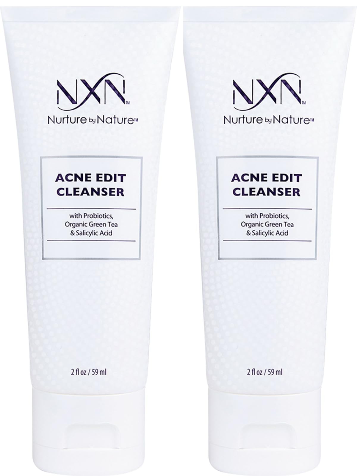 NXN Acne Facial Cleanser - Face Wash with Salicylic Acid, Green Tea & Probiotics to Heal Skin, Prevent Blemishes & Breakouts (4oz)