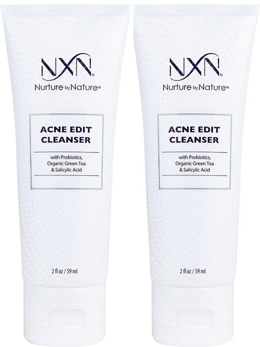 NXN Acne Facial Cleanser - Face Wash with Salicylic Acid, Green Tea & Probiotics to Heal Skin, Prevent Blemishes & Breakouts (4oz)