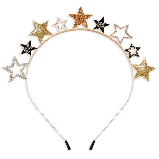 YAHPERN Happy New Year Headbands for Women Rhinestone New Year’s Eve Hairbands New Year Party Supplies Hair Accessory Gifts (Star B)