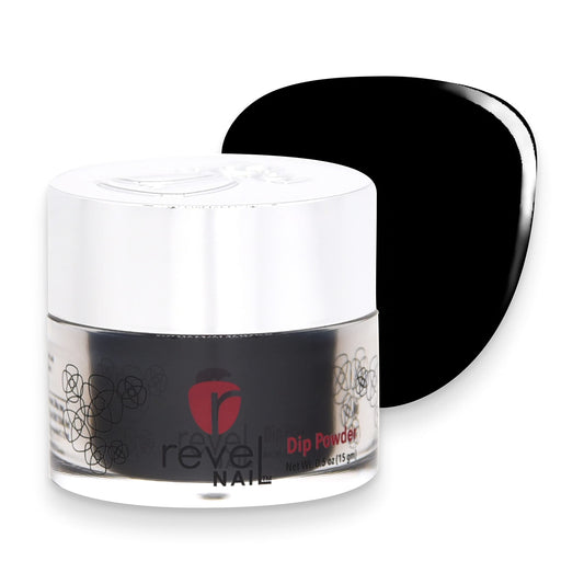 Revel Nail Dip Powder - Black Dip Powder for Nails, Chip Resistant Dip Nail Powder with Vitamin E and Calcium, DIY Manicure, Barbara