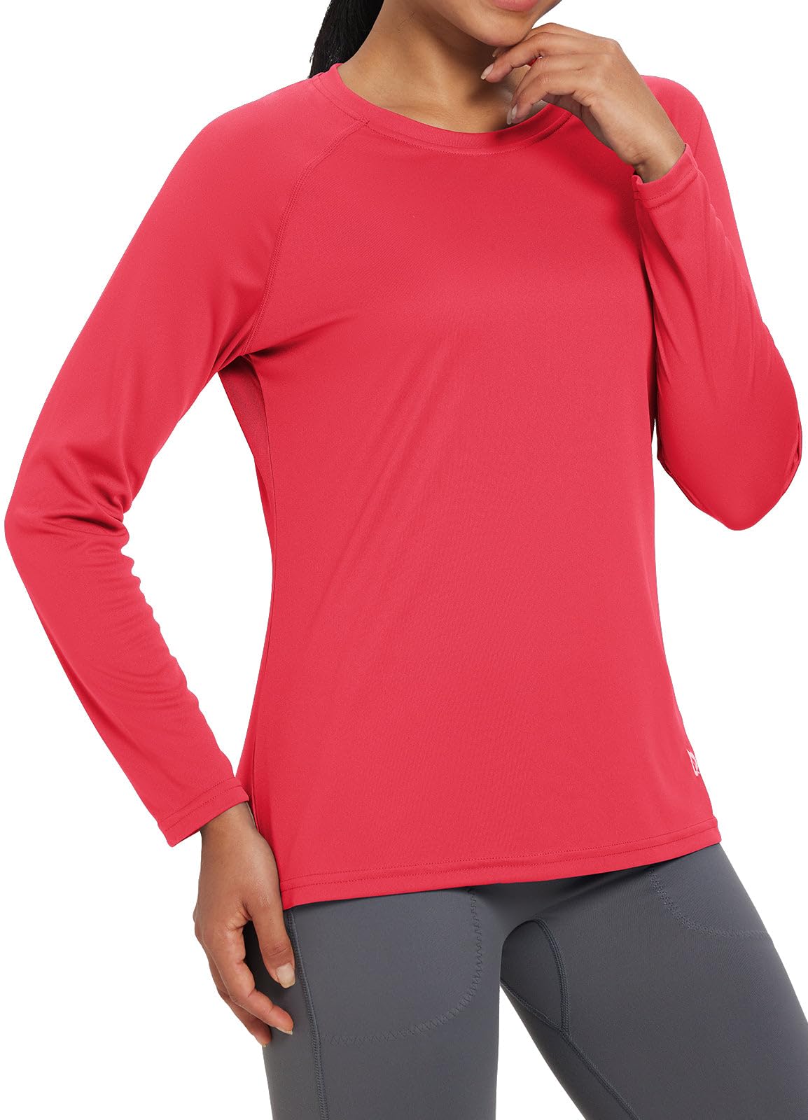 BALEAF Women's Workout Tops Long Sleeve Running Shirts Quick Dry Moisture Wicking Athletic T-Shirts for Exercise Gym Sports Yoga Rouge Red Size XS