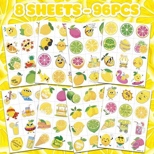 96 PCS Lemon Temporary Tattoos for Kids - Party Favors