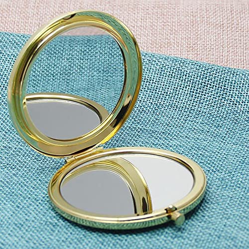 Magnifying Compact Double-Sided 1X/2X Round Pocket Handheld Travel Makeup Portable Pocket Mirror Glod 5PCS