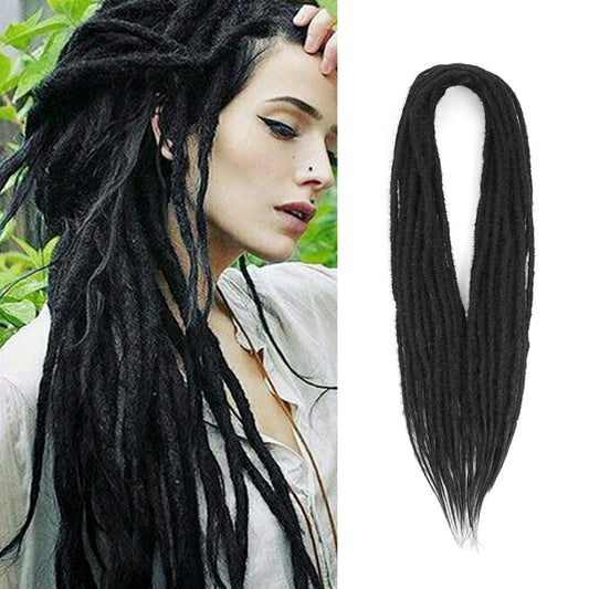 BUFENGSUN Synthetic Double Ended Dreadlock Extensions 20inches 10 Strands Thin Soft DE Dreadlocks Extensions for Women (10 Strands, #1B)