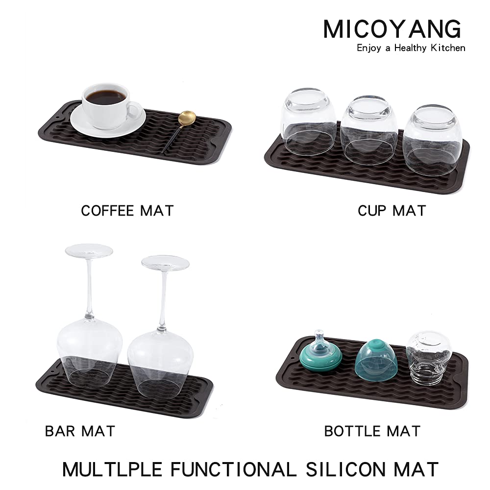 MicoYang Silicone Dish Drying Mat for Multiple Usage,Easy clean,Eco-friendly,Heat-resistant Silicone Mat for Kitchen Counter,Sink,Bar,Bottle,or Cup Coffee S 12 inches x 6 inches