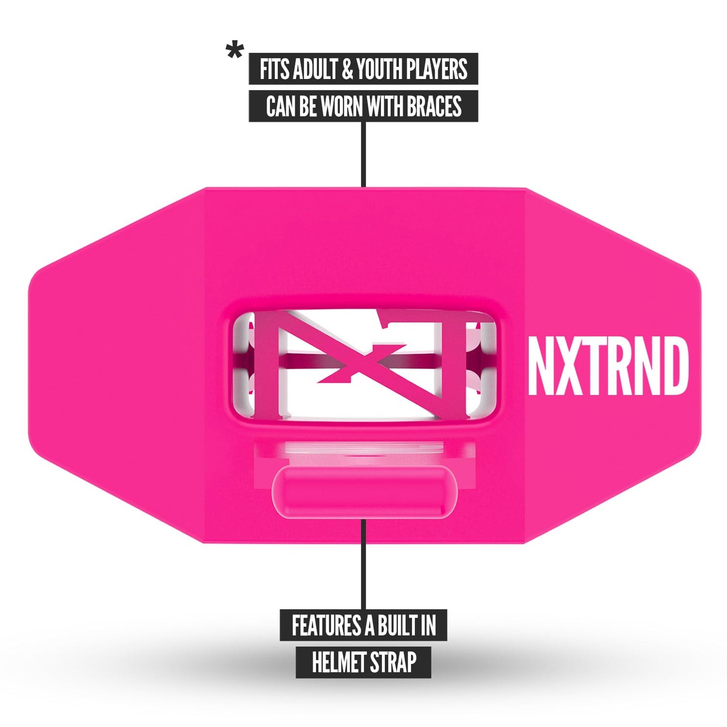 Nxtrnd Two Football Mouth Guard, Football Mouthpiece with Strap, Fits Adult & Youth (Pink)