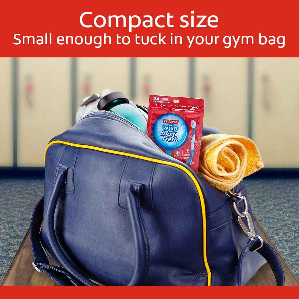 Colgate Optic White Wisp Disposable Mini Toothbrush, Cool Mint 24 Count (Pack of 4)