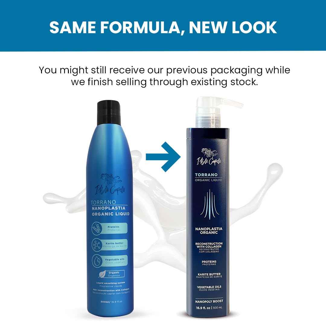 I Belli Capelli Torrano Liquid Nanoplastia Keratin Hair Treatment- Straightening in 1 Step, Formaldehyde Free-Nanoplastia Para Alisar Cabello, Keratina Organica Sin Formol Para Alisar(16.9Fl.oz/500ml)