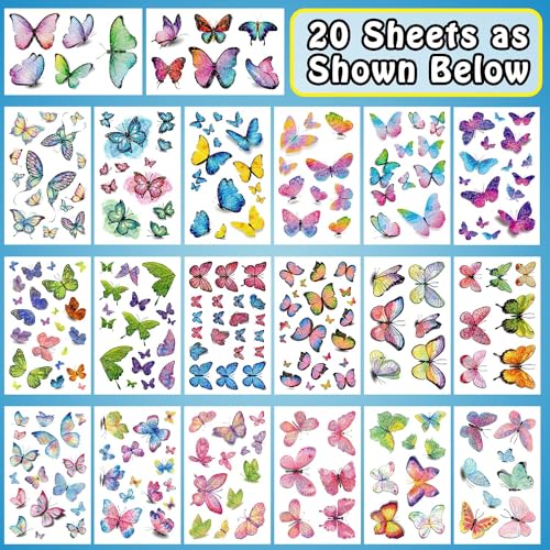Leesgel Temporary Tattoos 260 Styles Glitter Butterfly Stickers