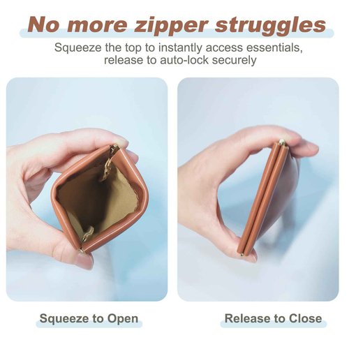 EAZINUJKY 5-Pack Auto-Closure PU Makeup Bags, Mini Portable Cosmetic Organizer with Snap Top, Travel Coin Purse & Lipstick Pouch for Women