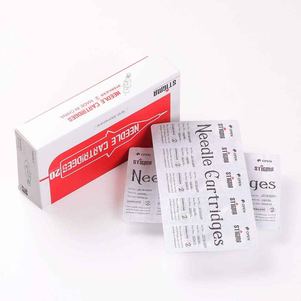 STIGMA #10(27RM) Bugpin Disposable Tattoo Needle Cartridges with Membrane Safety Cartridges for Tattoo Artists Curved/Round Magnum Shader Soft Edge 20Pcs Standard Pack EN05-20-1027RM