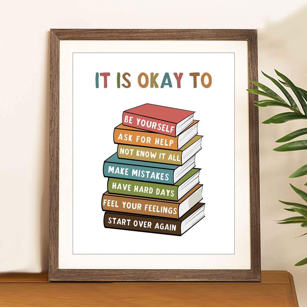 It Is Okay To Feel, Boho Classroom Decor, My Feelings, Classroom Poster, Educational Wall Art, Be Yourself, Playroom Wall Art Decor, School Counselor, Therapy Office Decor, No Framed (8x10 INCH)