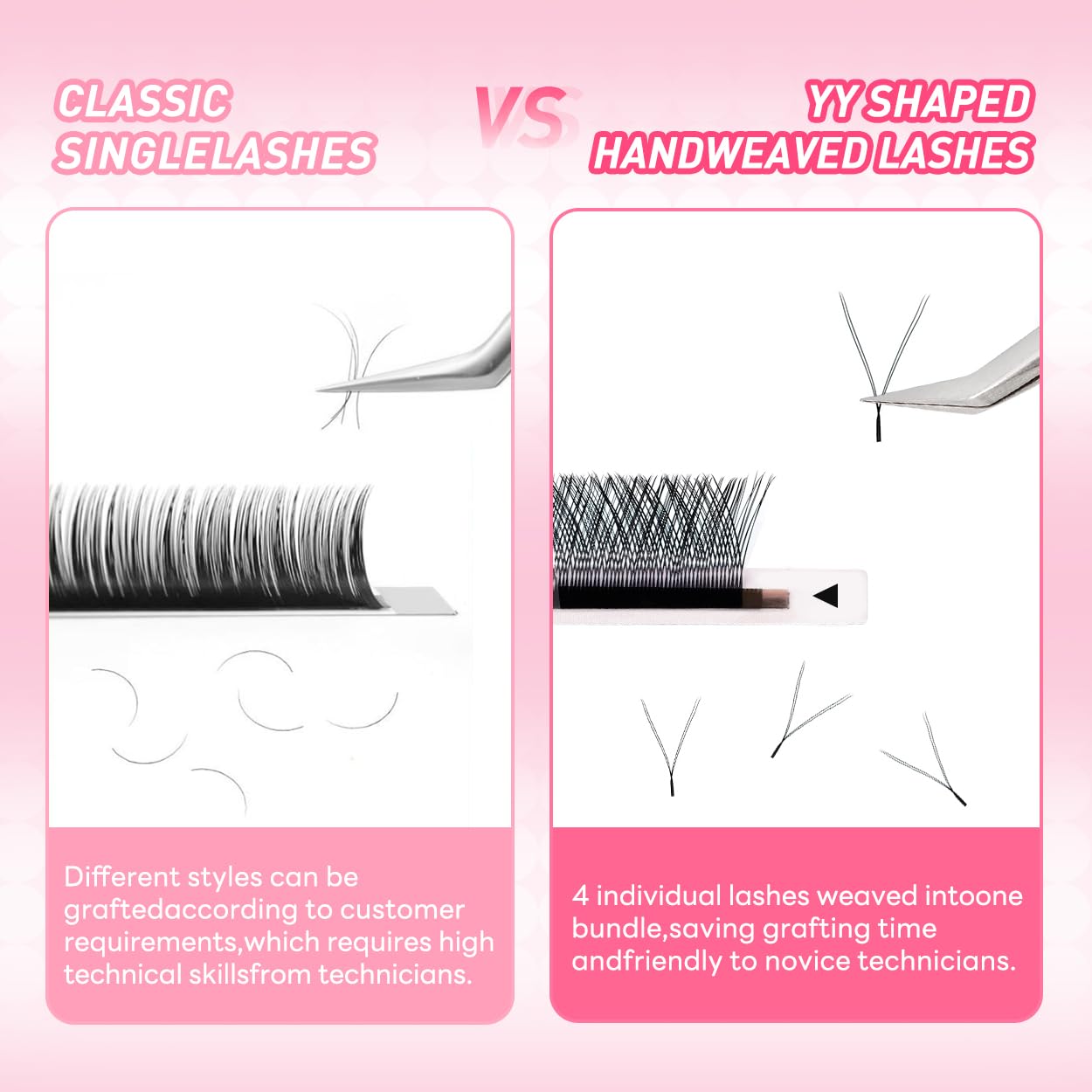 YY Eyelash Extension y Lashes 0.07mm C Curl 14mm Premade Fans Volume Y Shape Faux Mink Matte 12 rows Cluster pre Fanned Soft Eye Lashes