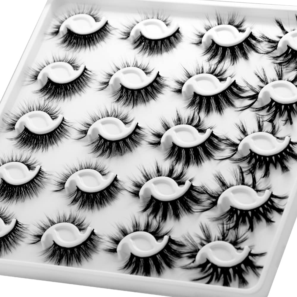 BlueSmurfs 20 Pairs Lashes Bulk 4 Styles False Lashes 3D Fluffy Festival Eye Lashes Christmas Fake Eyelashes Volume Pack