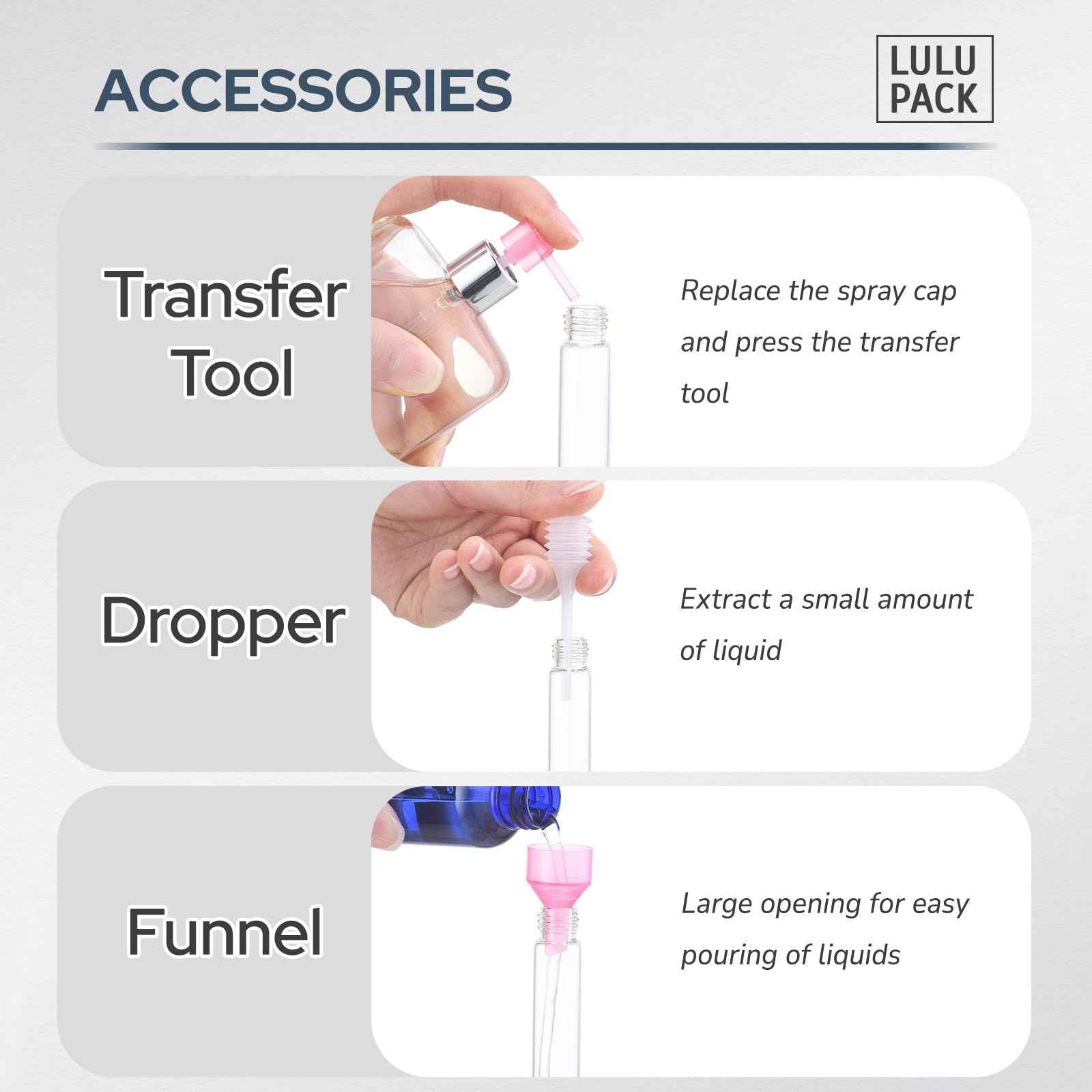 Lulupack Travel Perfume Bottle Refillable - Cologne Spray Atomizer Mini - Small Travel Size Empty Sprayer for Refill Sample Container - Portable Fragrance Decant Dispenser for Women Men 5ml 6PCS Black