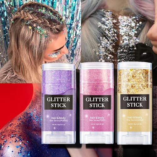 Blue Body Glitter Stick,Holographic Sequins Paint Sparkling Face Glitter for Women Face/Body/Hair/Eyes/Lip Glitter Makeup.