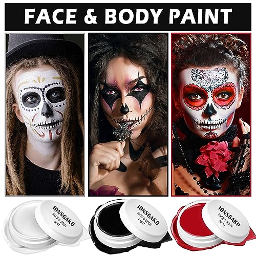 Clown Makeup Kit - Black White Red Face Paint Set