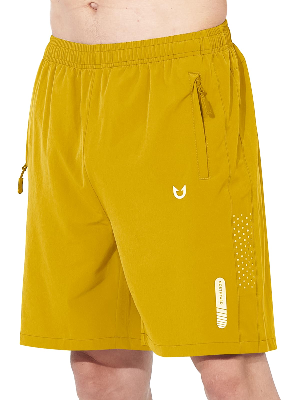 NORTHYARD Men's Athletic Running Shorts Quick Dry Workout Shorts 7"/ 5"/ 9" Lightweight Sports Gym Basketball Shorts Hiking Exercise Yellow S