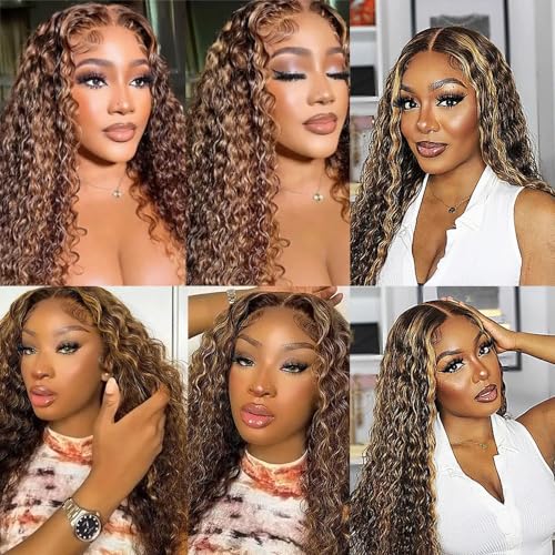 Freiuoke Honey Blonde Water Wave Hair Extensions 18-22 Inch 300g Virgin Human Hair Bundles