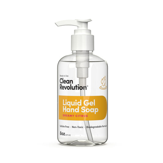 Clean Revolution Liquid Gel Hand Soap, Silky Rich Liquid, Quick Lather, Fast Rinsing, Contains Real Essential Oils (Dreamy Citrus) 8 Fl Oz