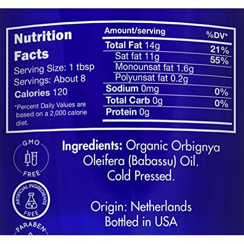 Zongle USDA Certified Organic Babassu Oil, Safe to Ingest, Cold Pressed, Orbignya Oleifera, 4 oz