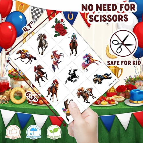 96 PCS Kentucky Derby Temporary Tattoos for Kids & Adults