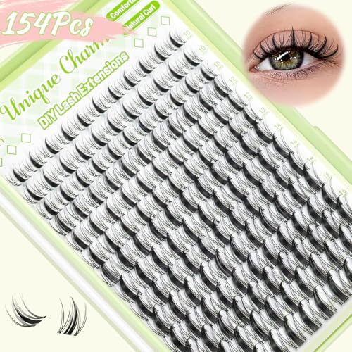 Fairy Lash Clusters Kit 154Pcs DIY Eyelash Extensions Wispy Natural