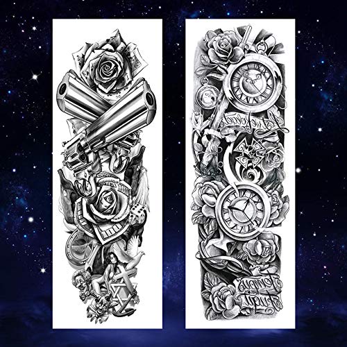 4 Sheets Temporary Tattoos for Adults, Waterproof Fake Tattoo Stickers