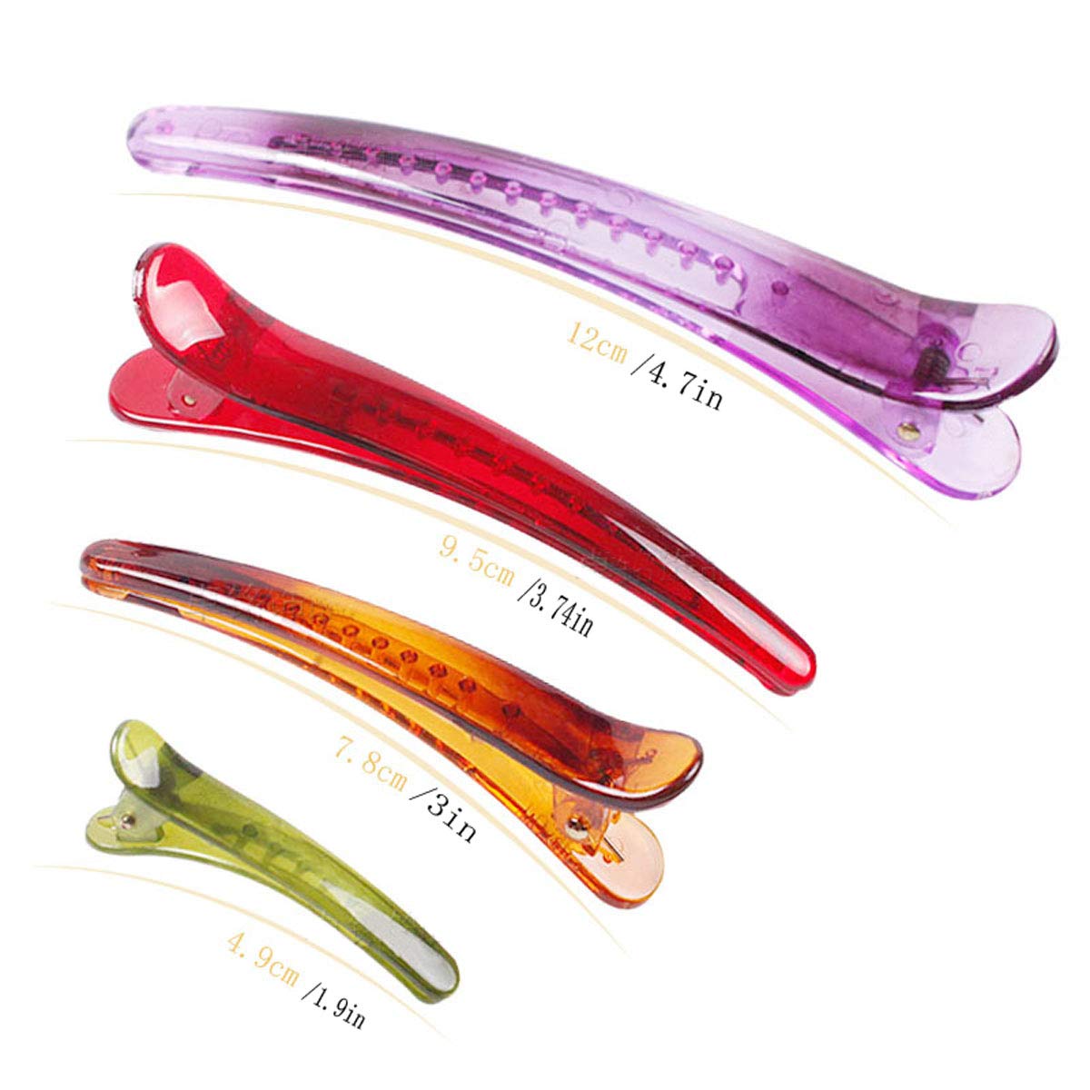 12 PCS Plastic Duck Bill Hair Clips Hairpins Hairgrip for Women Professional Hairdressing Hair Barrettes Hair Accessories (Length - 3.74", Candy color)