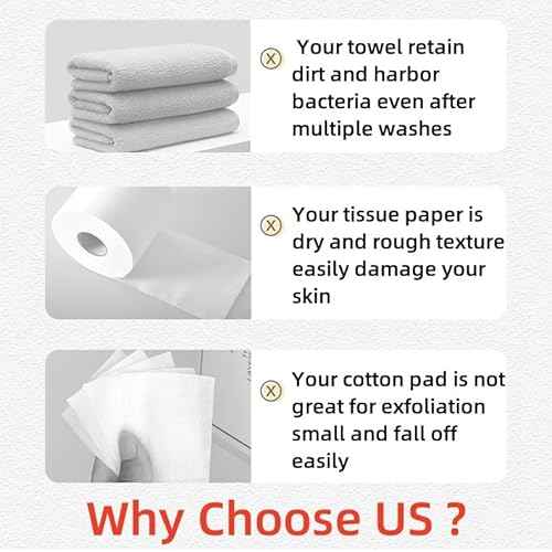 Disposable Face Towels, Biodegradable Facial Towels Clean Face Towels XL, Super Soft and Thick, Makeup Remover Dry Wipes, Face Cloths for Sensitive Skin, 10"¡¿12" 50 Count