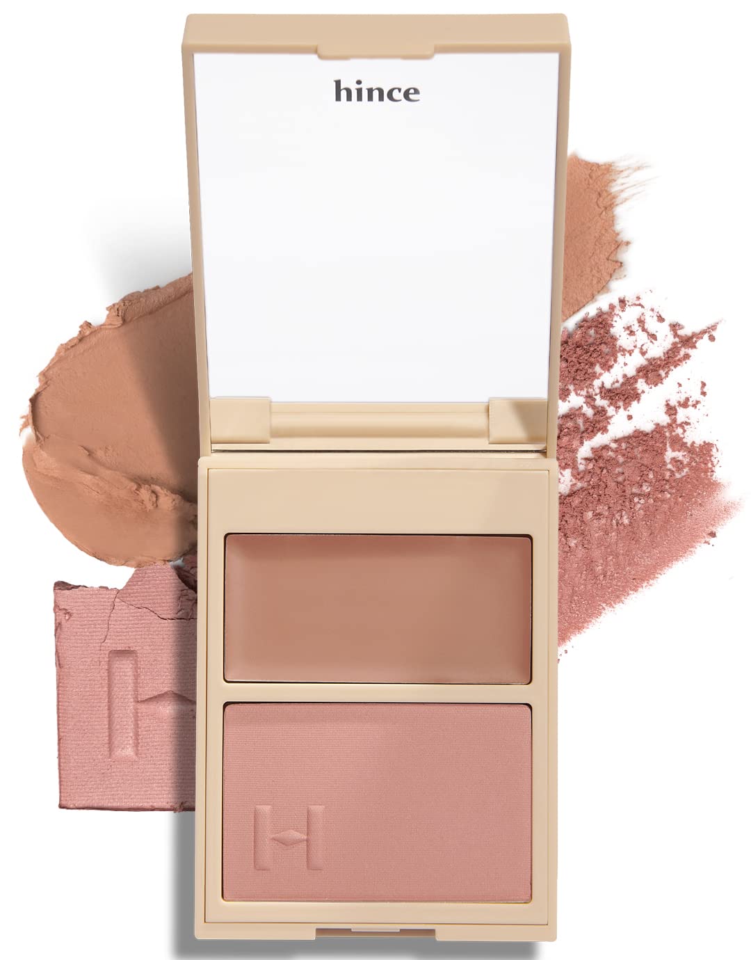 hince True Dimension Layering Cheek - Cream & Pressed Powder 2 Different Shades & Textures - Silky Seamless Long Lasting Blush Makeup - Muted Beige & Elegant Rose Beige (1, ALLURE IN THE AIR, L001)