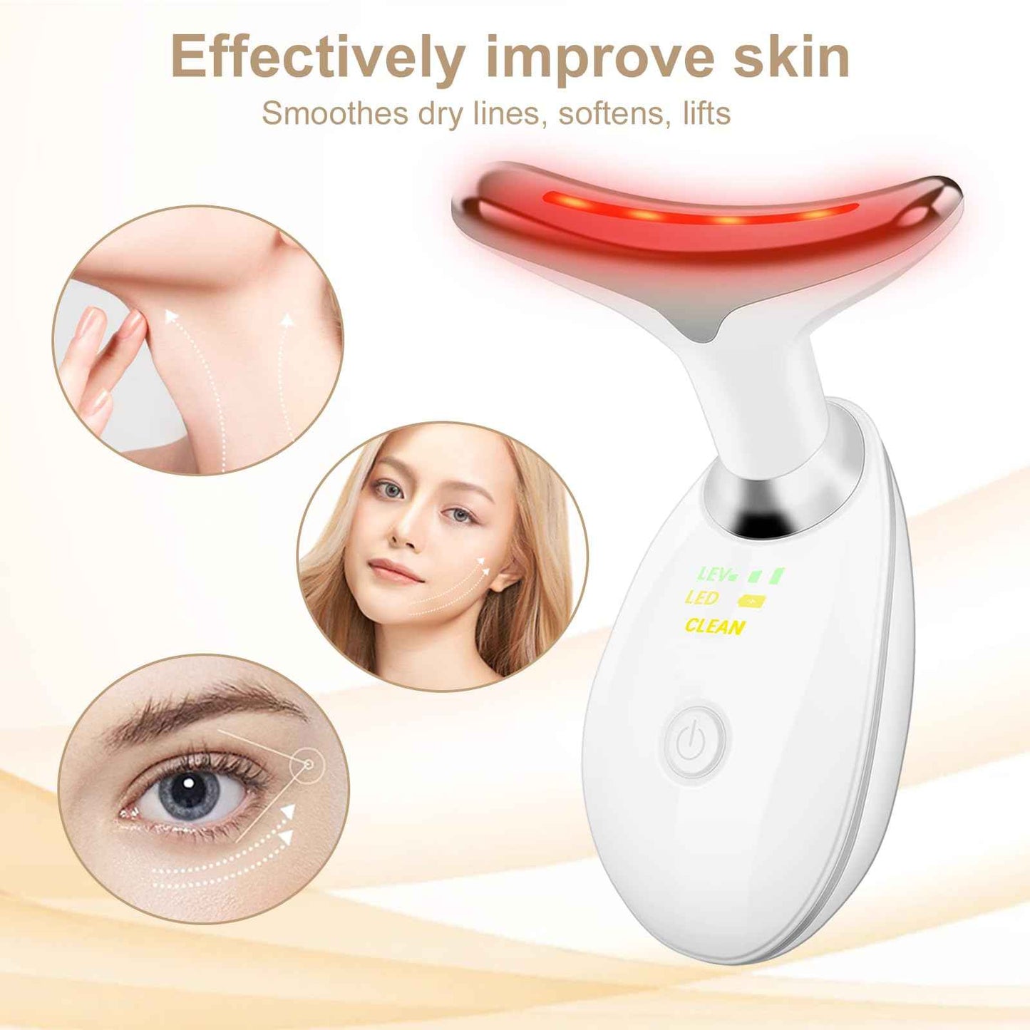 Face and Neck Massager,7 Color LED Facial Massager for Skin Care,Light Therapy for Face, Multifunctional Beauty Massager Tools