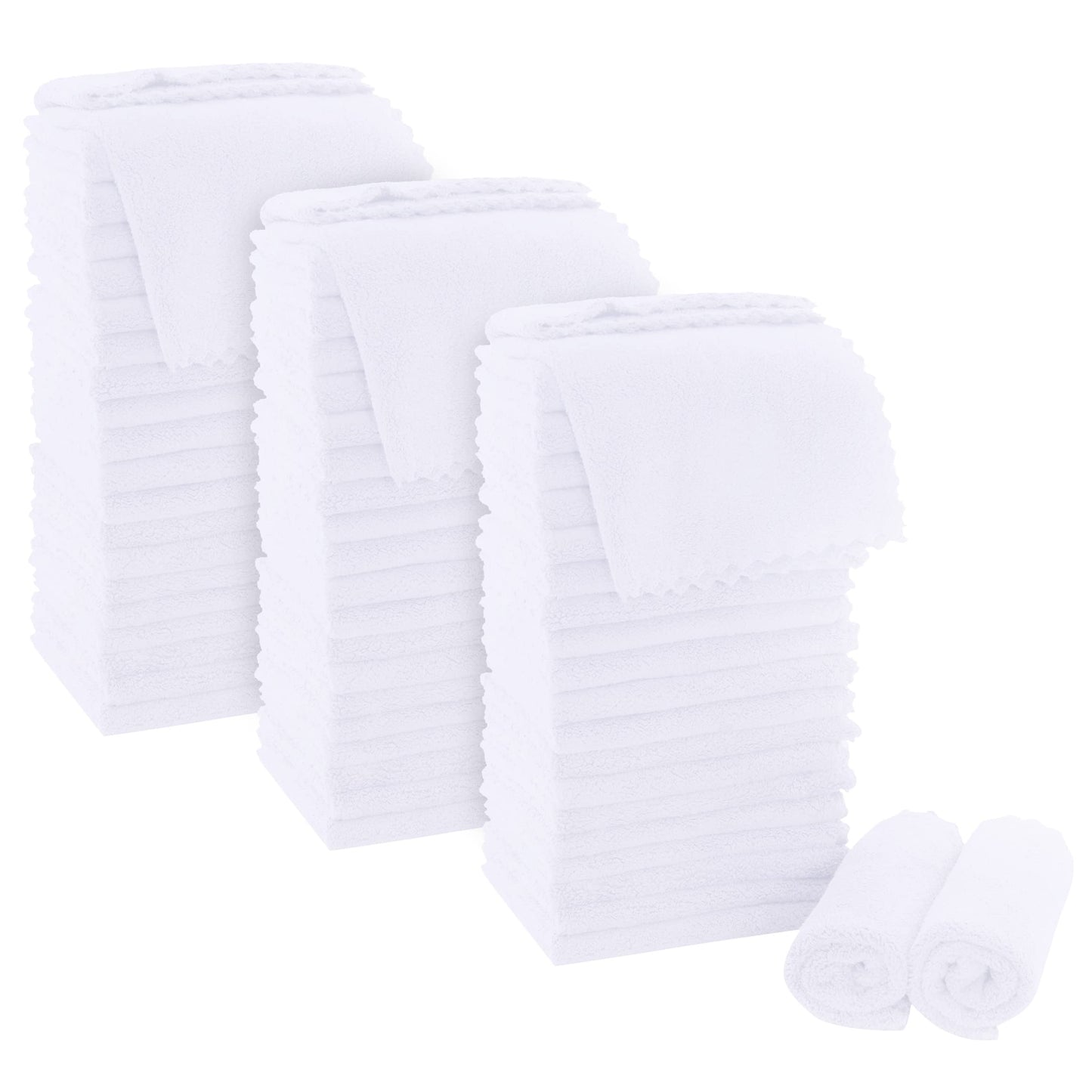 MOONQUEEN Ultra Soft Premium Washcloths Set - 12 x 12 inches - 72 Pack - Quick Drying - Highly Absorbent Coral Velvet Bathroom Wash Clothes (White)