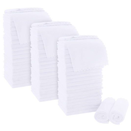 MOONQUEEN Ultra Soft Premium Washcloths Set - 12 x 12 inches - 72 Pack - Quick Drying - Highly Absorbent Coral Velvet Bathroom Wash Clothes (White)