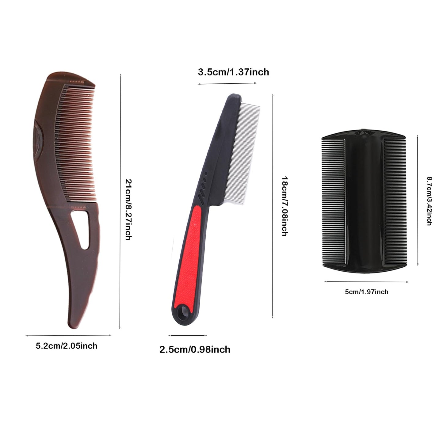 3 pcs Dandruff Scalp Psoriasis Comb Dandruff Removal Comb Stainless Steel Fine Tooth Comb Multifunctional Hair Grooming Scalp Sweep Detoxing Comb for Women Men Kids and AdultsS Dandruff Removal (Red)