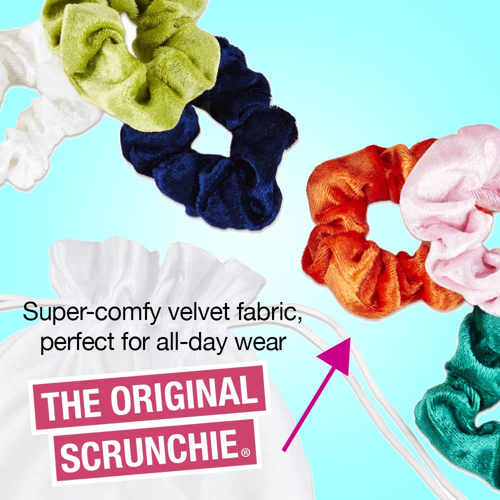 Scunci by Conair The Original Velvet Scrunchie hair accessories - hair accessories for women - hair accessories for girls - Assorted Colors - 20 Count