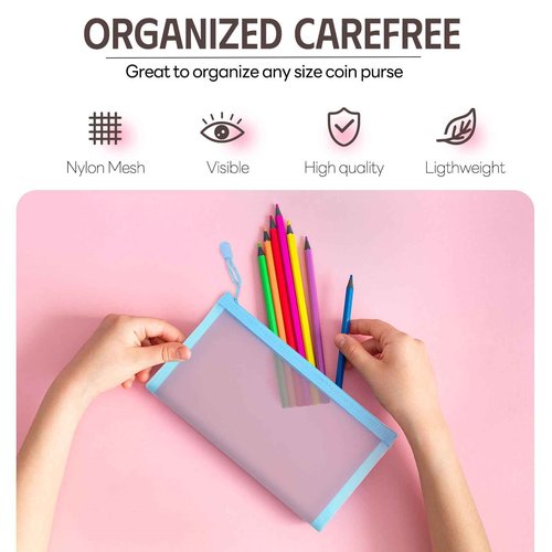 EASYFUN Mesh Zipper Pouch Bags Pencil Pouch Zipper Makeup/Cosmetic Bag Travel Toiletry Bag Daily Accessories