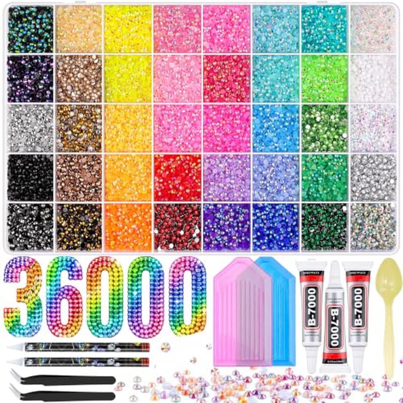 36000 Pcs Bedazzling Rhinestone Kit - 3mm Resin Gems in 40 Colors