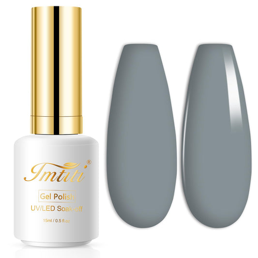 Imtiti Gel Nail Polish, 1 Pcs 15ml Gray Color Gel Polish Soak Off Nail Art Manicure Salon DIY Nail Lamp Gel Nail Fall Christmas Decoration at Home Gift for Women, 0.5 Fluid Ounces