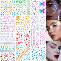 Face Gem Stickers - 12 Sheets Self-Adhesive Rhinestones