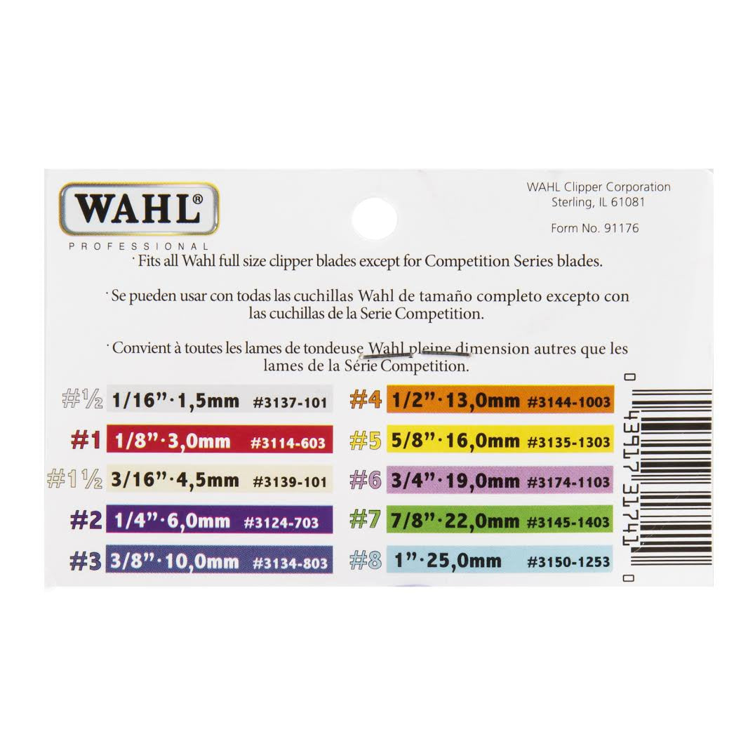 Wahl Professional Color Coded Comb Attachment #3137-101 - Grey #1/2 - 1/16" (1.5mm) - Great for Professional Stylists and Barbers