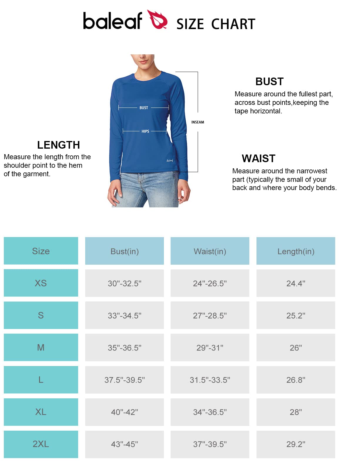 BALEAF Women's Workout Tops Long Sleeve Running Shirts Quick Dry Moisture Wicking Athletic T-Shirts for Exercise Gym Sports Yoga Ocean Blue Size XS