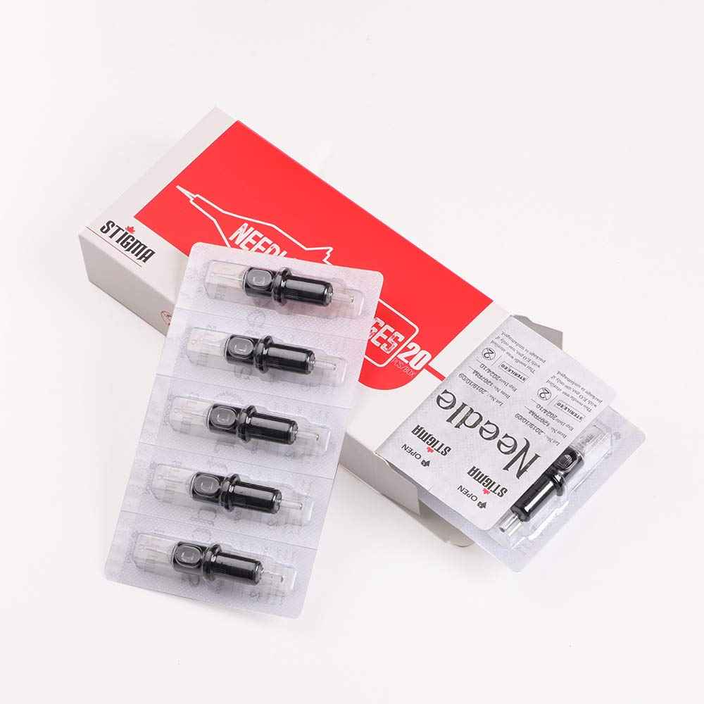 STIGMA #10(27RM) Bugpin Disposable Tattoo Needle Cartridges with Membrane Safety Cartridges for Tattoo Artists Curved/Round Magnum Shader Soft Edge 20Pcs Standard Pack EN05-20-1027RM