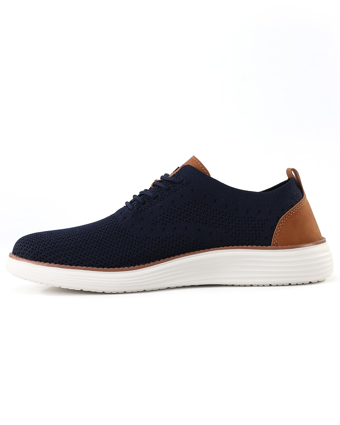 VILOCY Men's Dress Sneakers Oxfords Casual Business Shoes Lace Up Lightweight Walking Knit Mesh Fashion Sneakers Navy,EU40