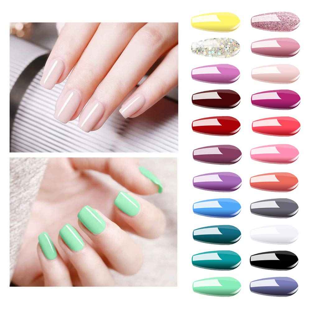 Vishine 24 PCS Soak Off UV Gel Nail Polish Plain Range - 22 Color Gel Polish & No Wipe Base and Top Coat Starter Set 02