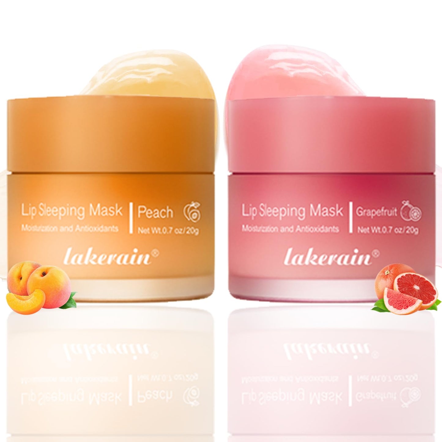 2PCS Lip Sleeping Mask, Lip Mask Overnight, Moisture & Lip Plumper Lip Wrinkles, Repair Lip Balm Prevention Dry and Cracked Lip Scrubs Exfoliato Smoothing Dry Lip Mask (Peach + Grapefruit)